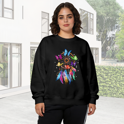Colorful Dreamcatcher Butterfly Feather Crewneck Sweatshirt