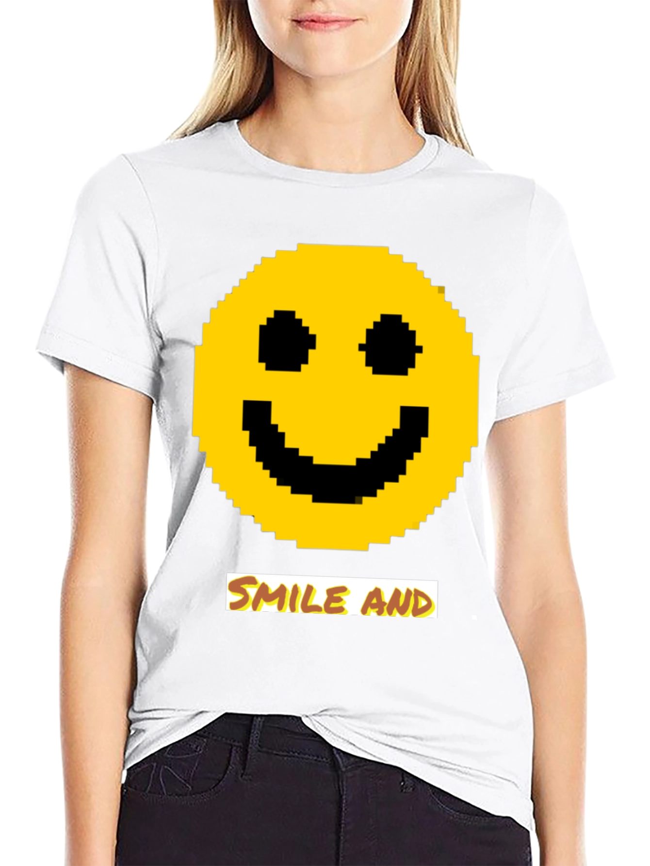Pixel Smiley Face T-Shirt - Smile and...