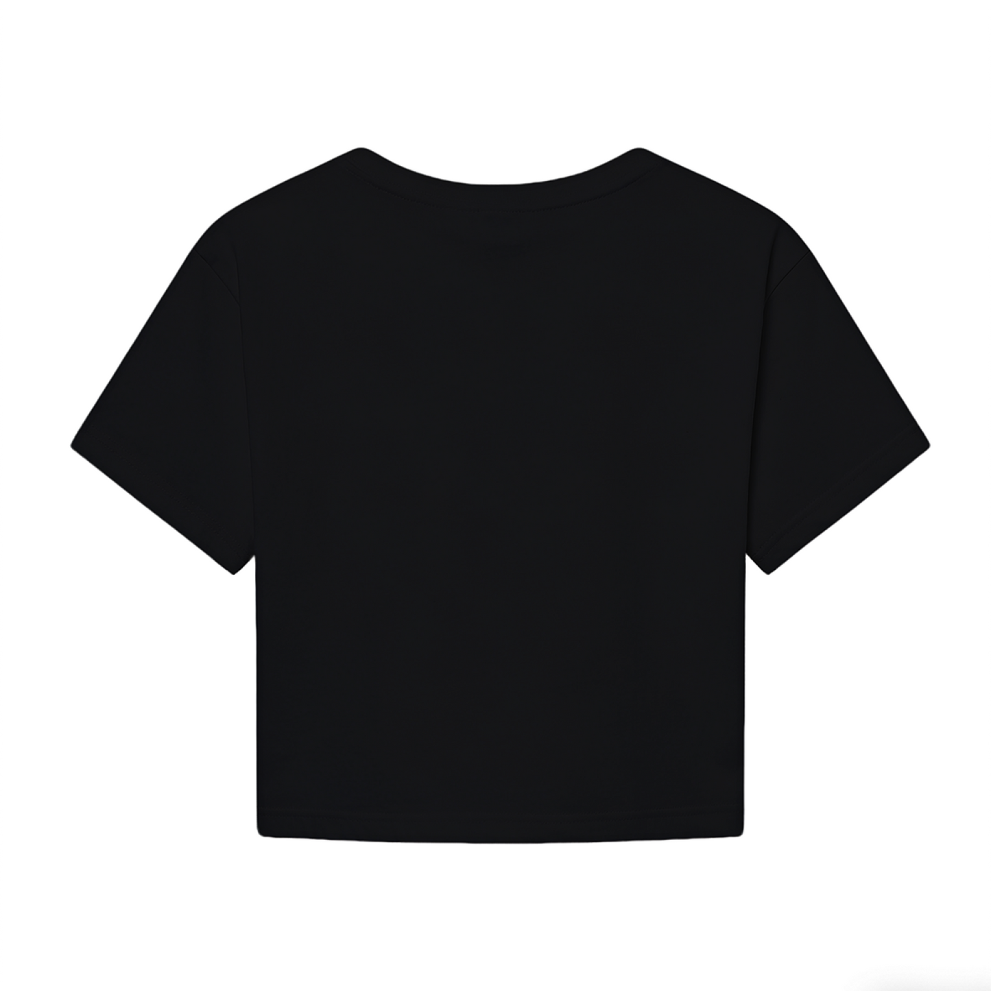 Simple Black Crop Top With Tiny Hand-Drawn Red Heart On Chest