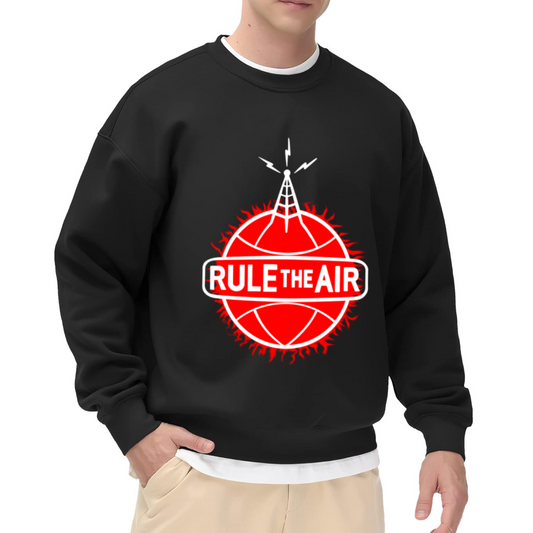 Rule The Air Basketball Radio Tower Sports Graphic Crew Neck Sweatshirt