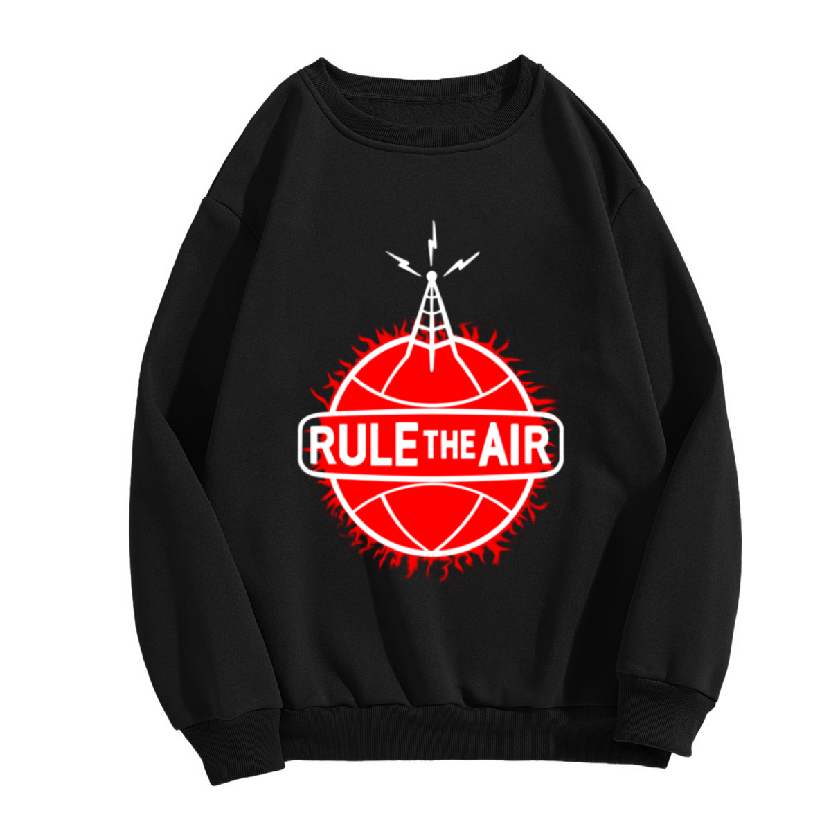 Rule The Air Basketball Radio Tower Sports Graphic Crew Neck Sweatshirt