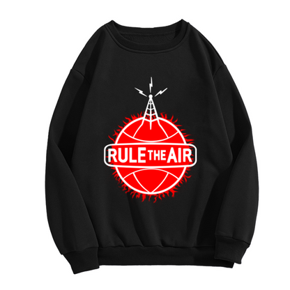 Rule The Air Basketball Radio Tower Sports Graphic Crew Neck Sweatshirt