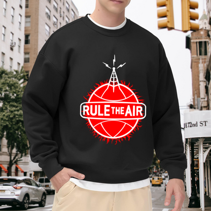 Rule The Air Basketball Radio Tower Sports Graphic Crew Neck Sweatshirt