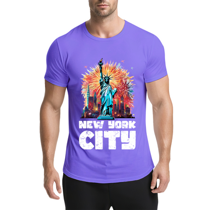 New York City Statue Of Liberty Fireworks Graphic T-Shirt