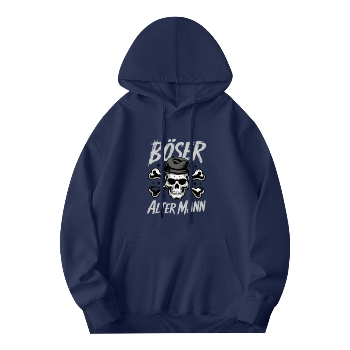 B?SER ALTER MANN Skull Graphic Navy Hoodie