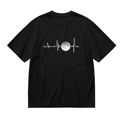 Full Moon Heartbeat Minimal Moon Lover ECG Tee
