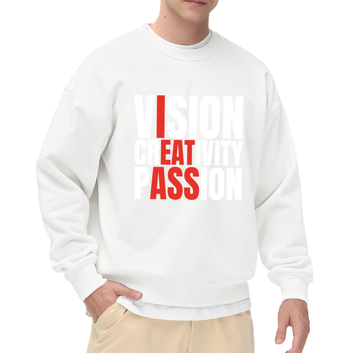 Vision Creativity Passion Bold Typography Crewneck Sweatshirt