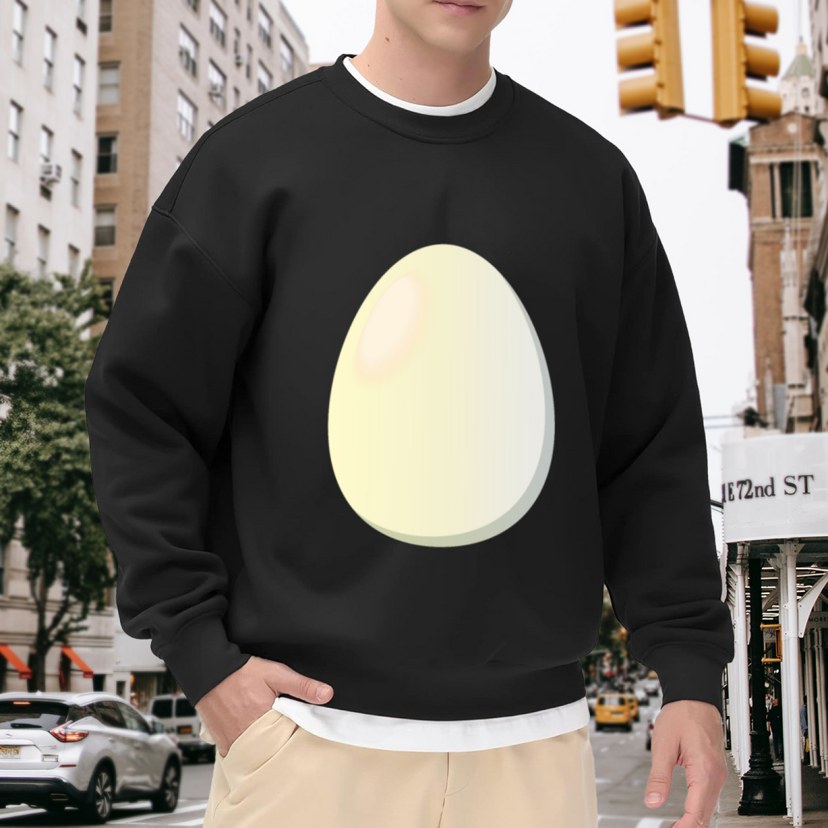 Simple Big Egg Meme Minimal Graphic Crewneck Sweatshirt