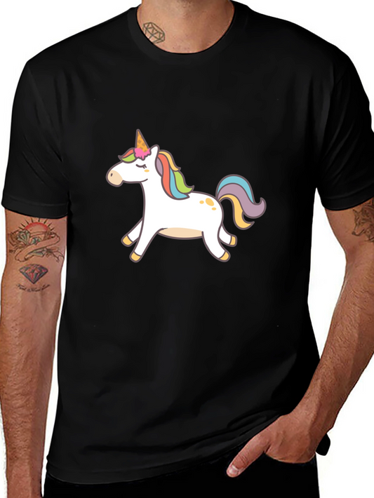 Black T-Shirt with Unicorn Graphic