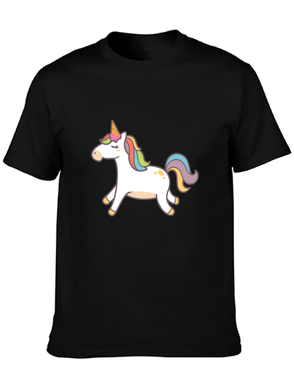 Black T-Shirt with Unicorn Graphic