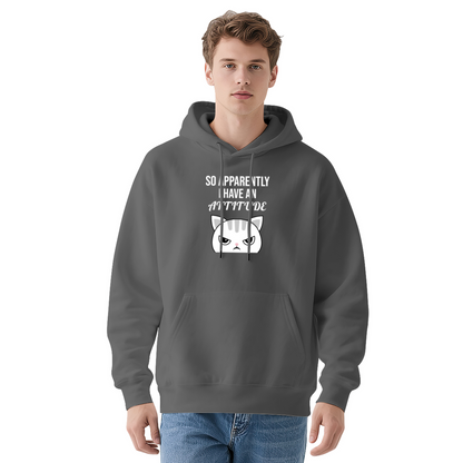 Grumpy Cat Attitude Quote Hoodie, Soft Comfort Cute Cartoon Navy Hoodie