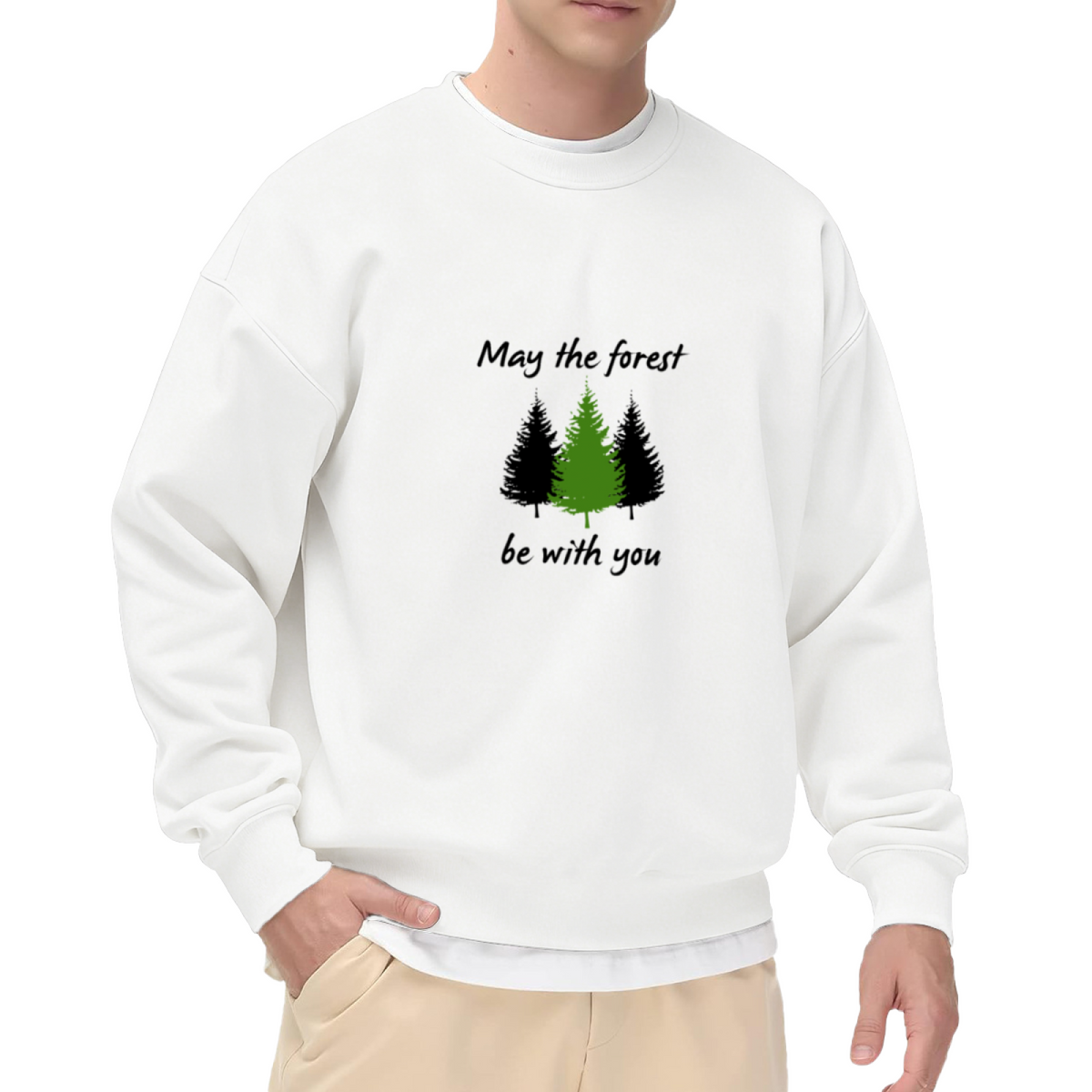 May The Forest Be With You Pine Tree Nature Lover Crewneck Sweatshirt