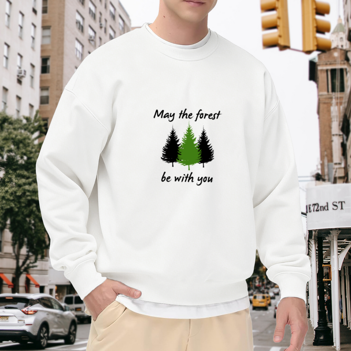 May The Forest Be With You Pine Tree Nature Lover Crewneck Sweatshirt