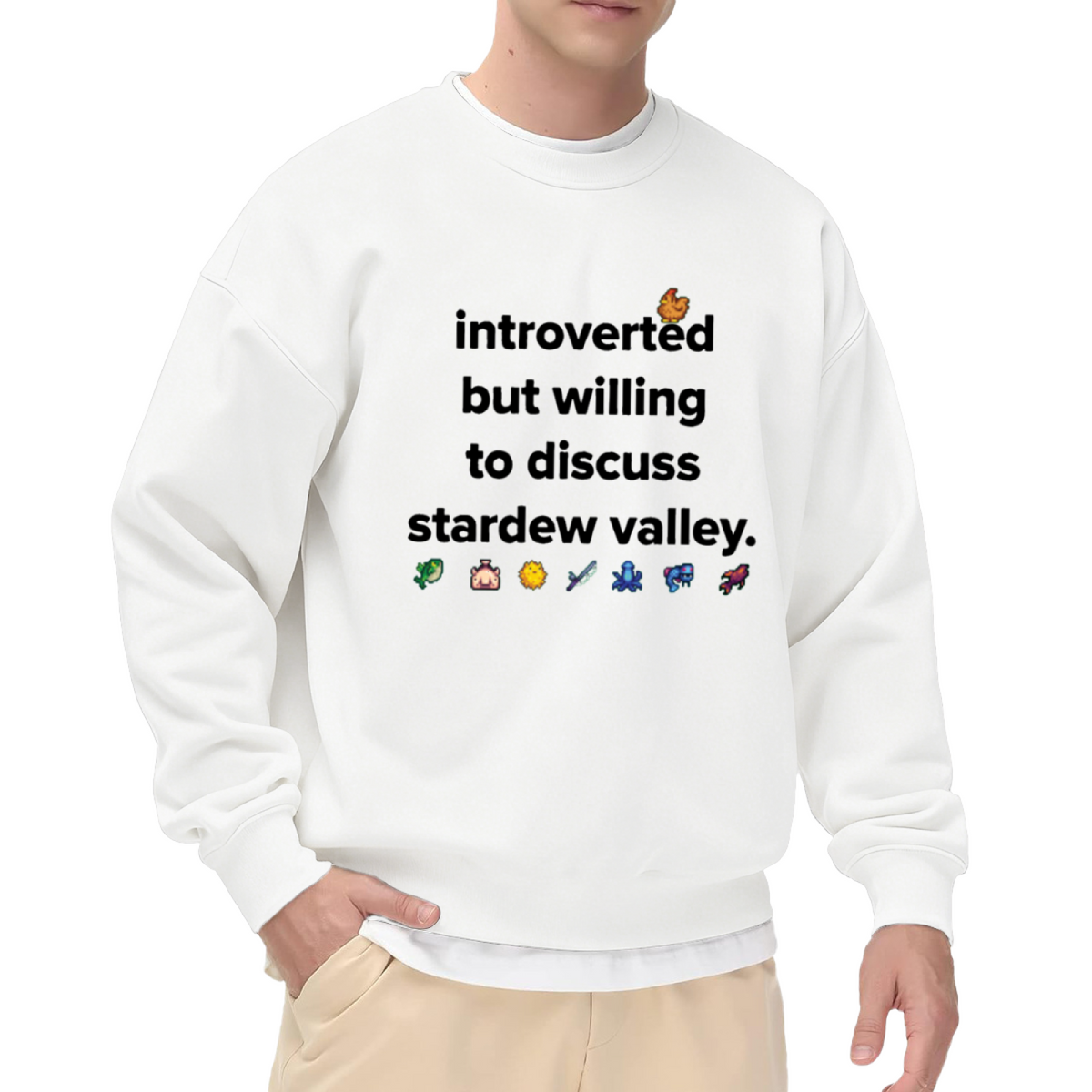 Grey Tone Introverted But Willing To Discuss Stardew Valley Crewneck Sweatshirt