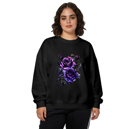 Dreamy Dark Purple Watercolor Roses Graphic Crewneck Sweatshirt