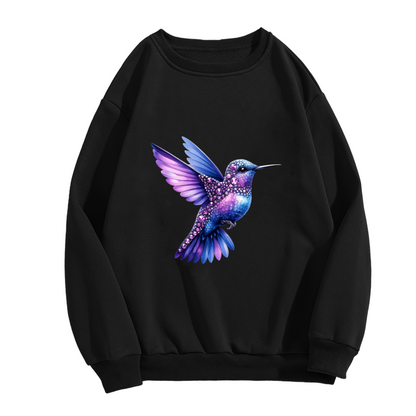 Sparkling Galaxy Hummingbird Art Graphic Crewneck Sweatshirt