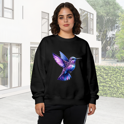 Sparkling Galaxy Hummingbird Art Graphic Crewneck Sweatshirt
