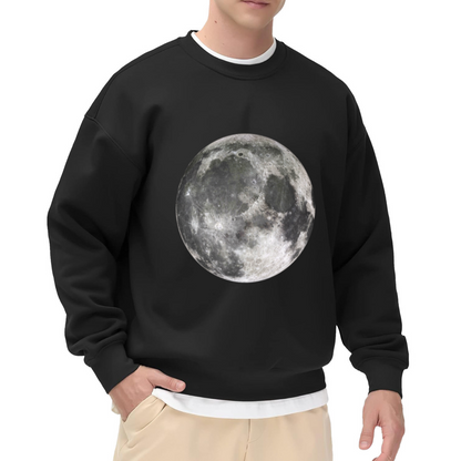 Realistic Full Moon Space Celestial Graphic Crewneck Sweatshirt