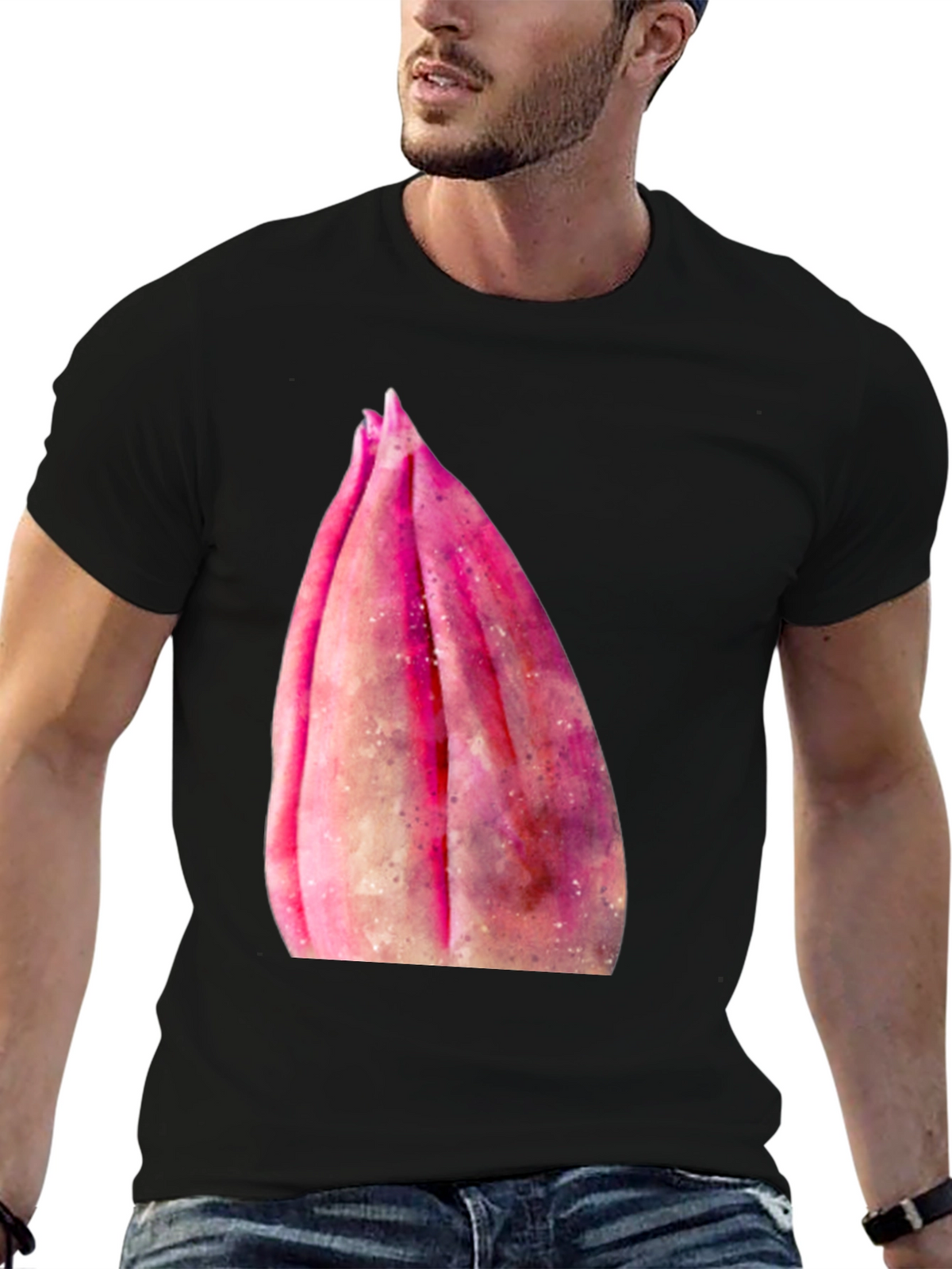 Pink Flower Bud T-Shirt - Soft Cotton Casual Tee