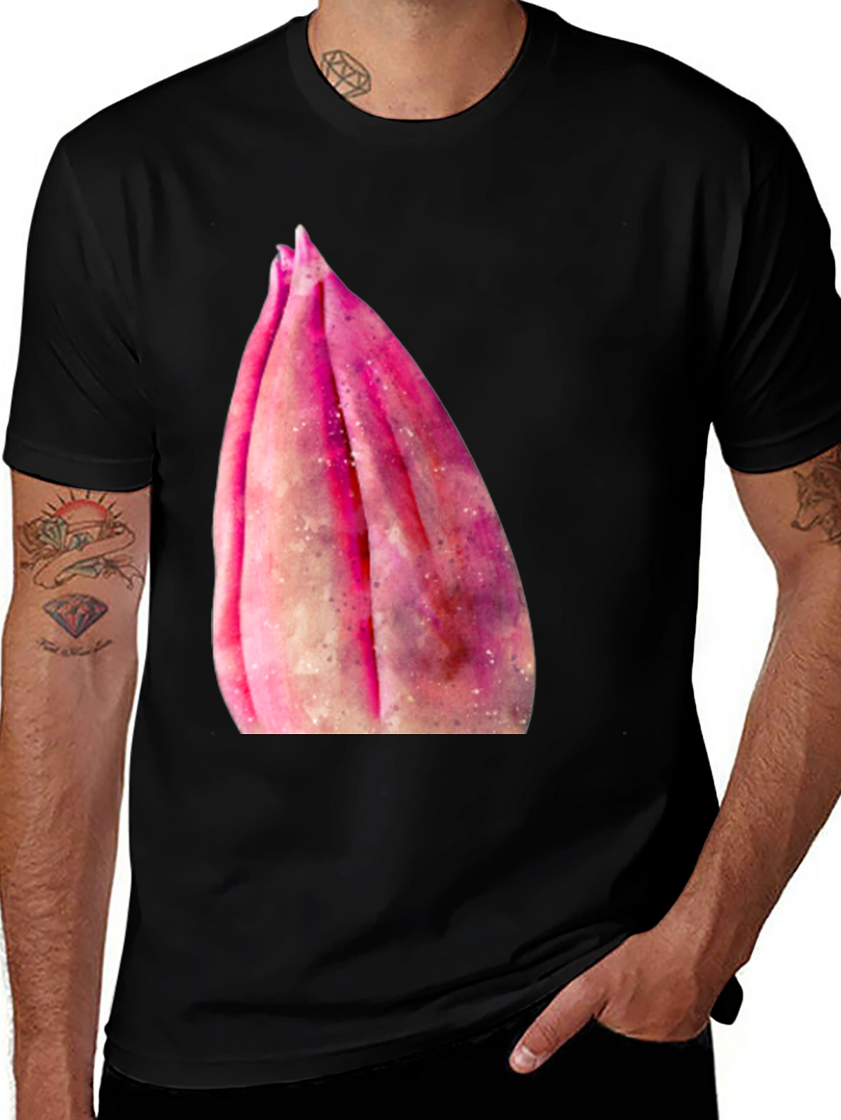 Pink Flower Bud T-Shirt - Soft Cotton Casual Tee