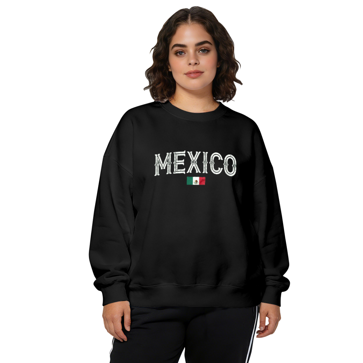 Vintage Mexico Flag Graphic Crewneck Sweatshirt
