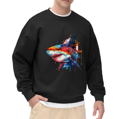 Vibrant Splash?Art Great White Shark Cool Animal Crewneck Sweatshirt