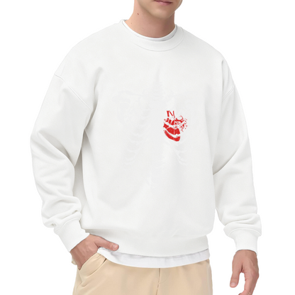 Skeleton Ribcage With Red Anatomical Heart Gothic Art Crewneck Sweatshirt