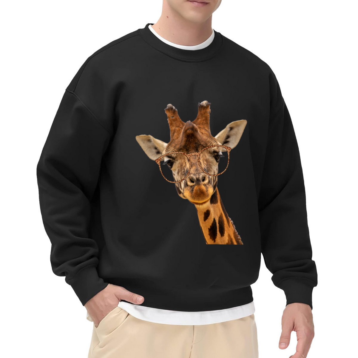 Cool Giraffe With Stylish Glasses Crewneck Sweatshirt