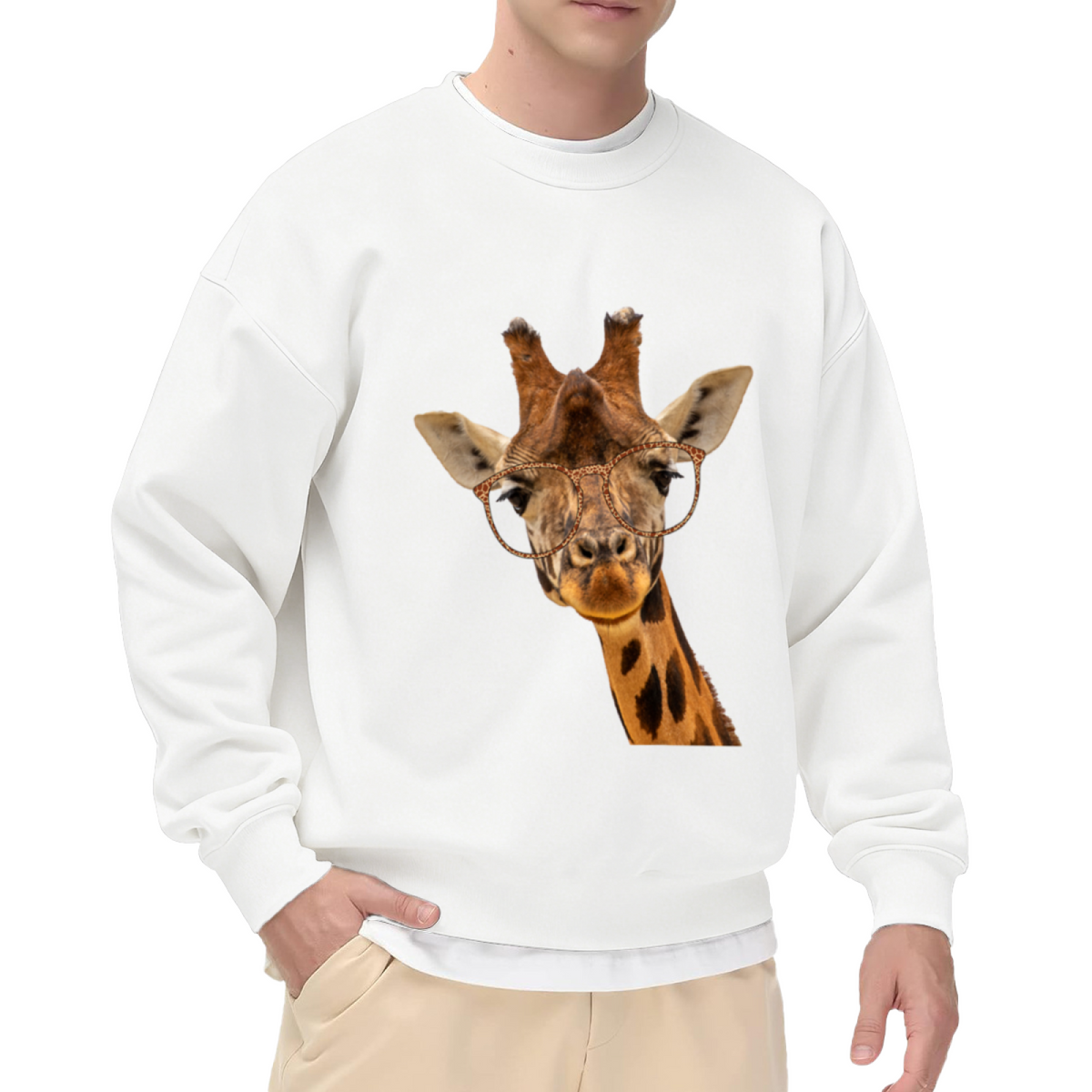 Cool Giraffe With Stylish Glasses Crewneck Sweatshirt