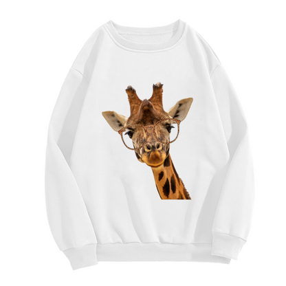Cool Giraffe With Stylish Glasses Crewneck Sweatshirt