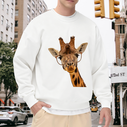 Cool Giraffe With Stylish Glasses Crewneck Sweatshirt