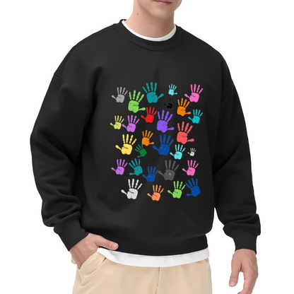 Colorful Multicolor Handprints Diversity Art Crewneck Sweatshirt