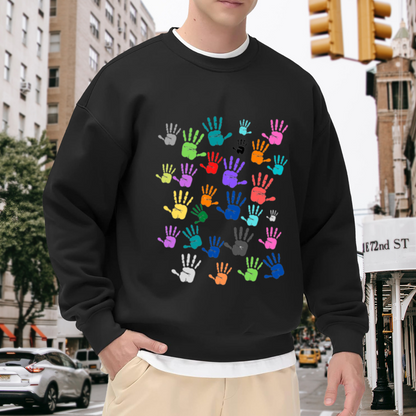 Colorful Multicolor Handprints Diversity Art Crewneck Sweatshirt