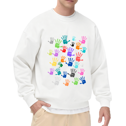 Colorful Multicolor Handprints Diversity Art Crewneck Sweatshirt