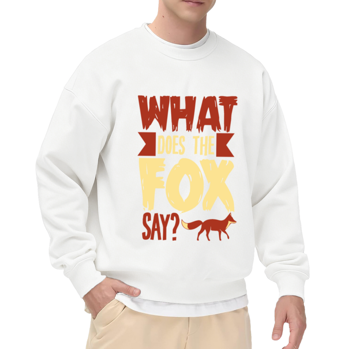 What Does The Fox Say Retro Meme Fox Graphic Crewneck Sweatshirt