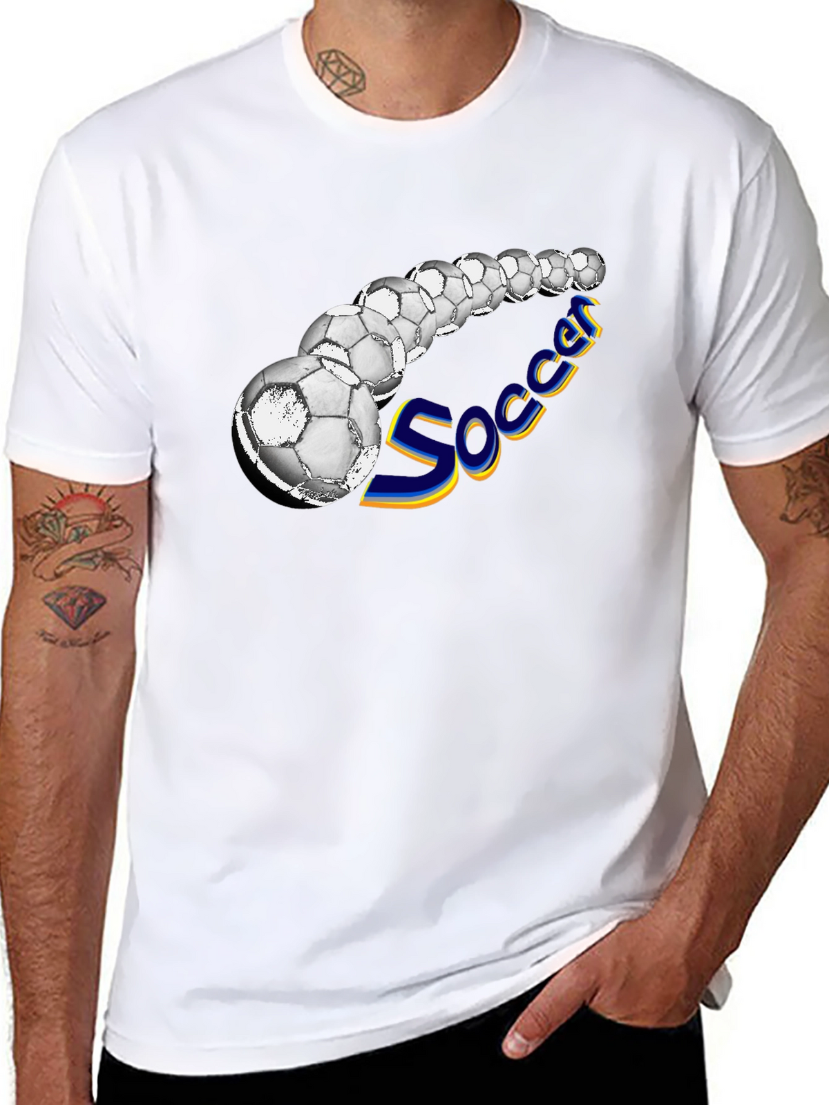 Soccer Balls Graphic Black T-Shirt