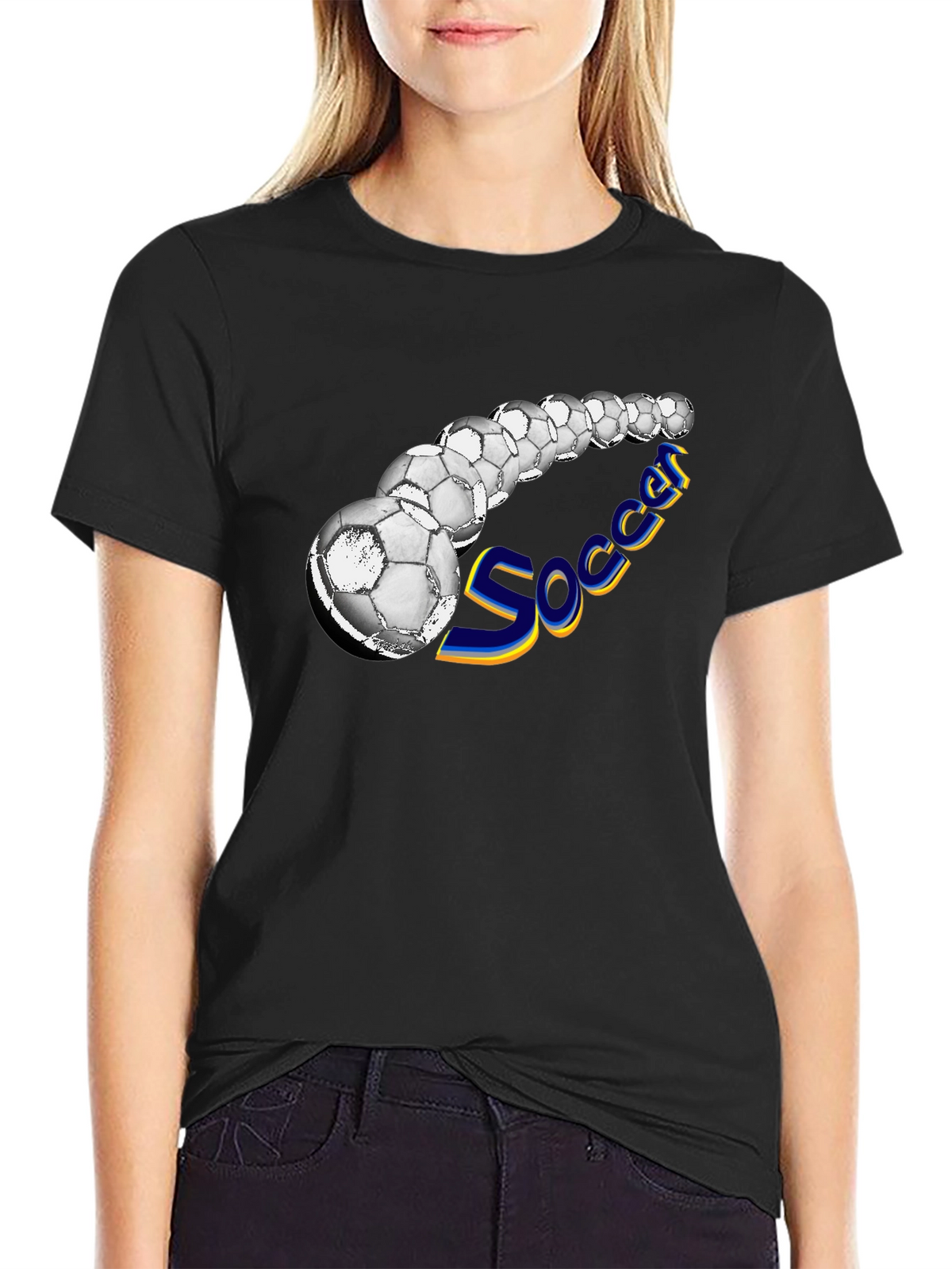 Soccer Balls Graphic Black T-Shirt
