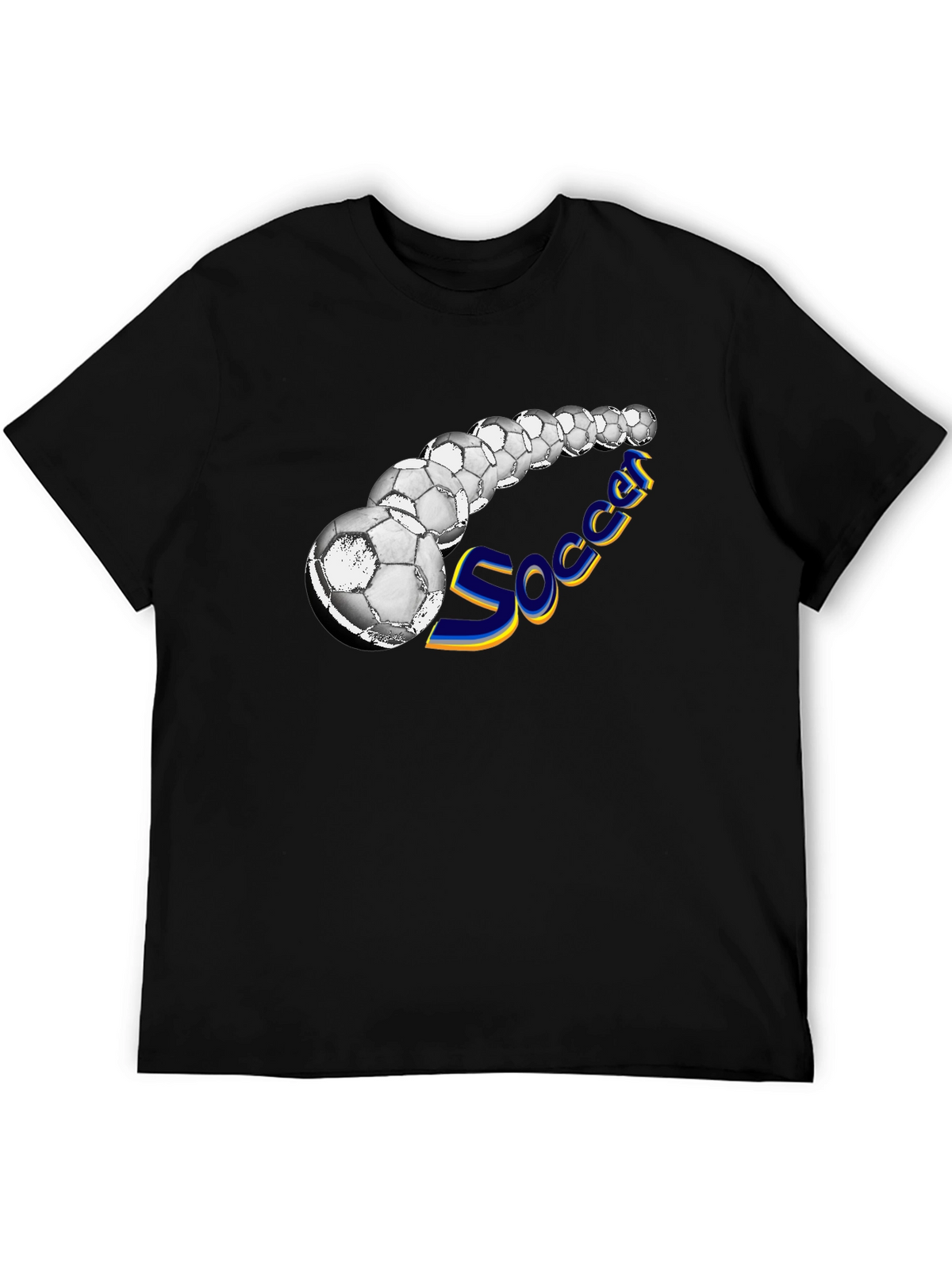 Soccer Balls Graphic Black T-Shirt