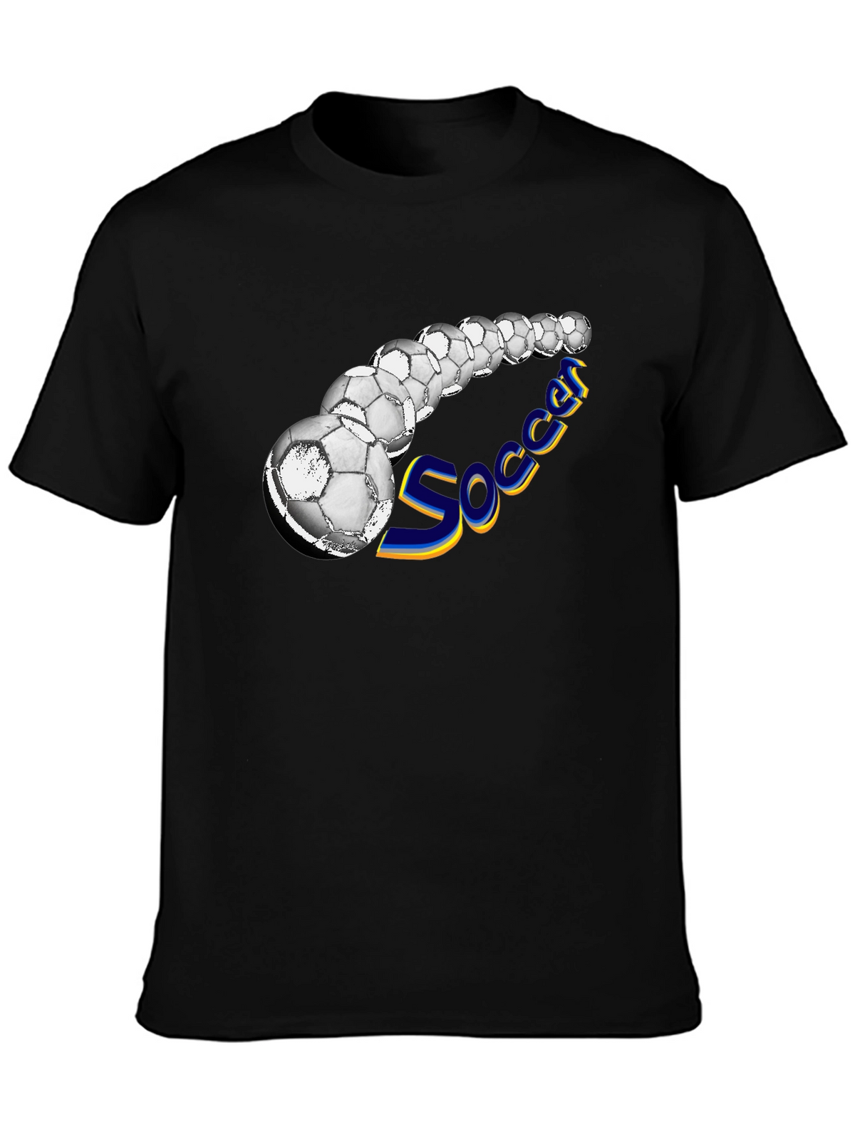 Soccer Balls Graphic Black T-Shirt