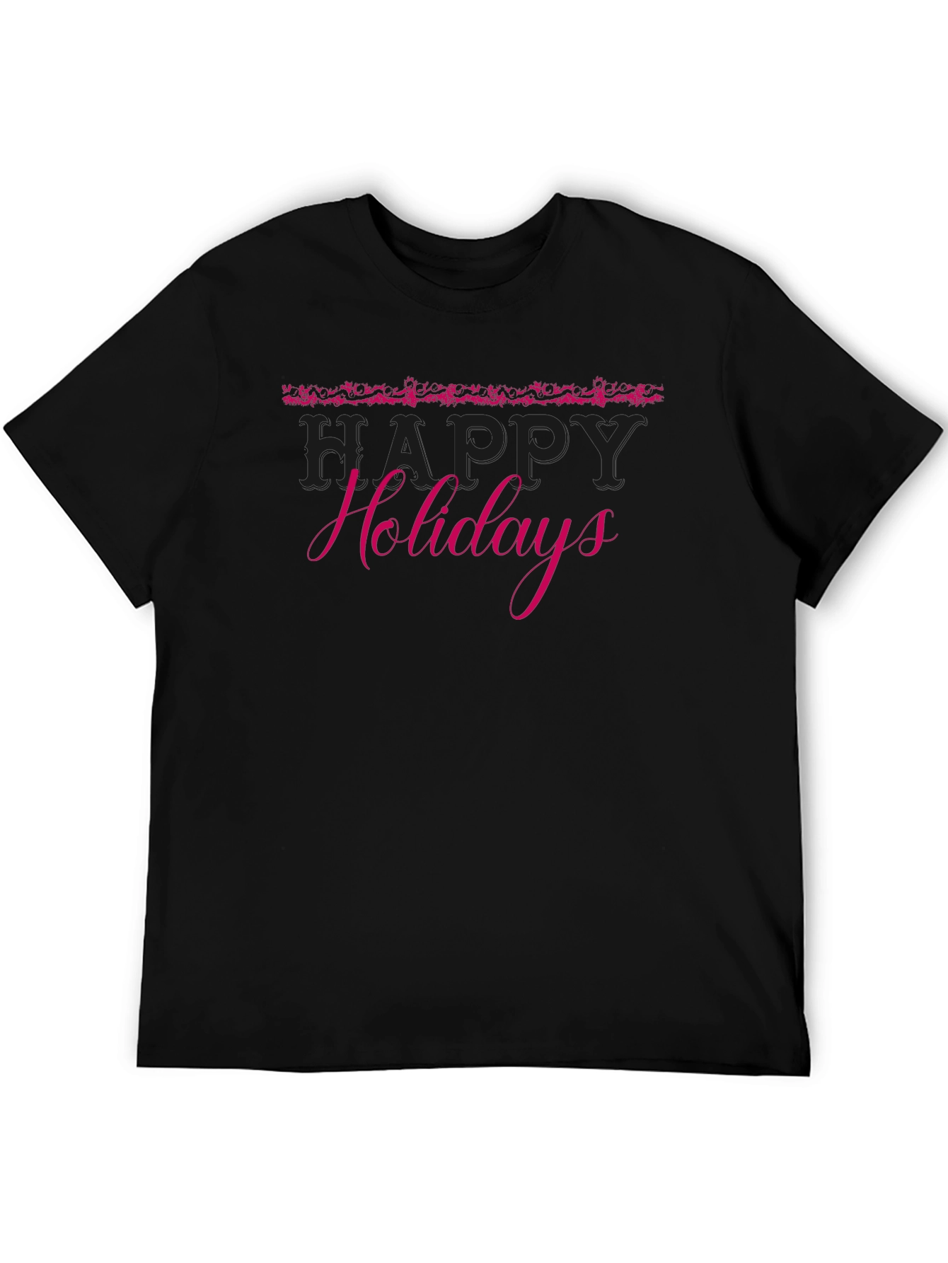 Festive Happy Holidays Black T-Shirt