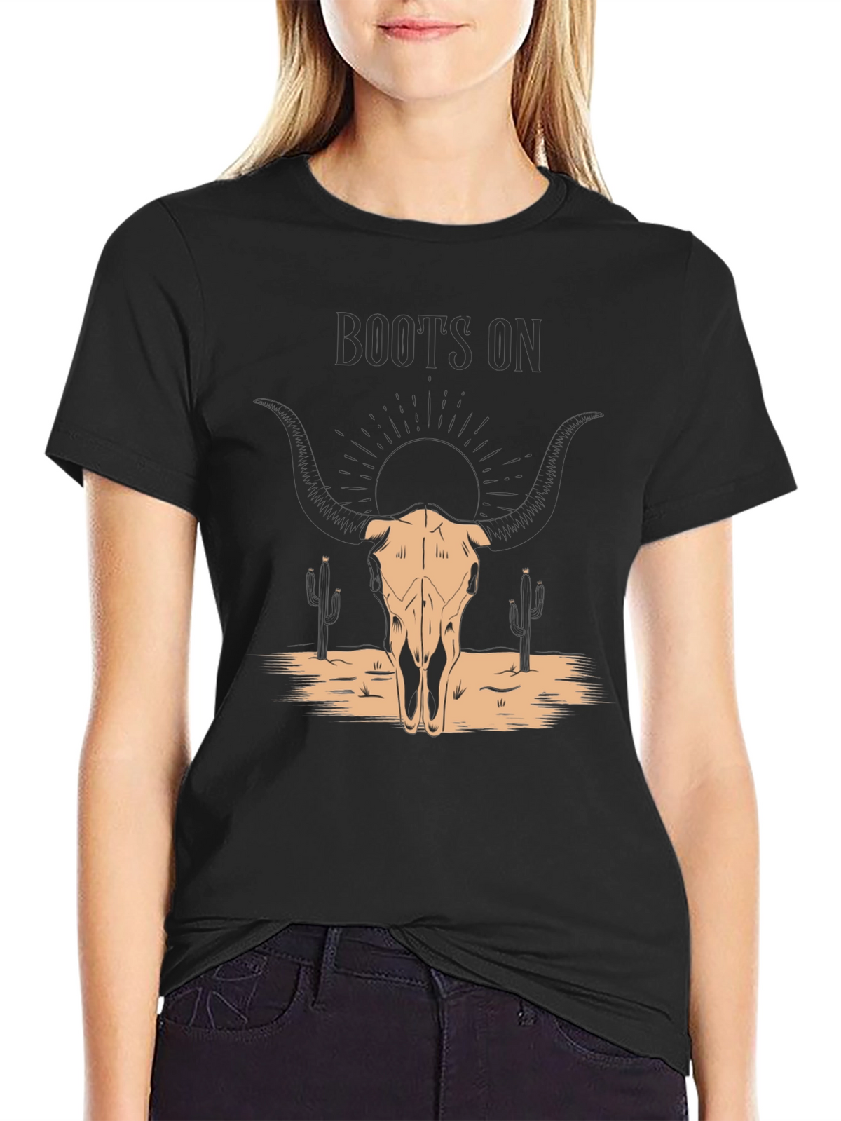 Boots On Bull Skull Graphic Tee