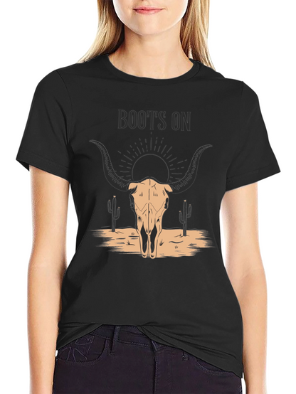 Boots On Bull Skull Graphic Tee
