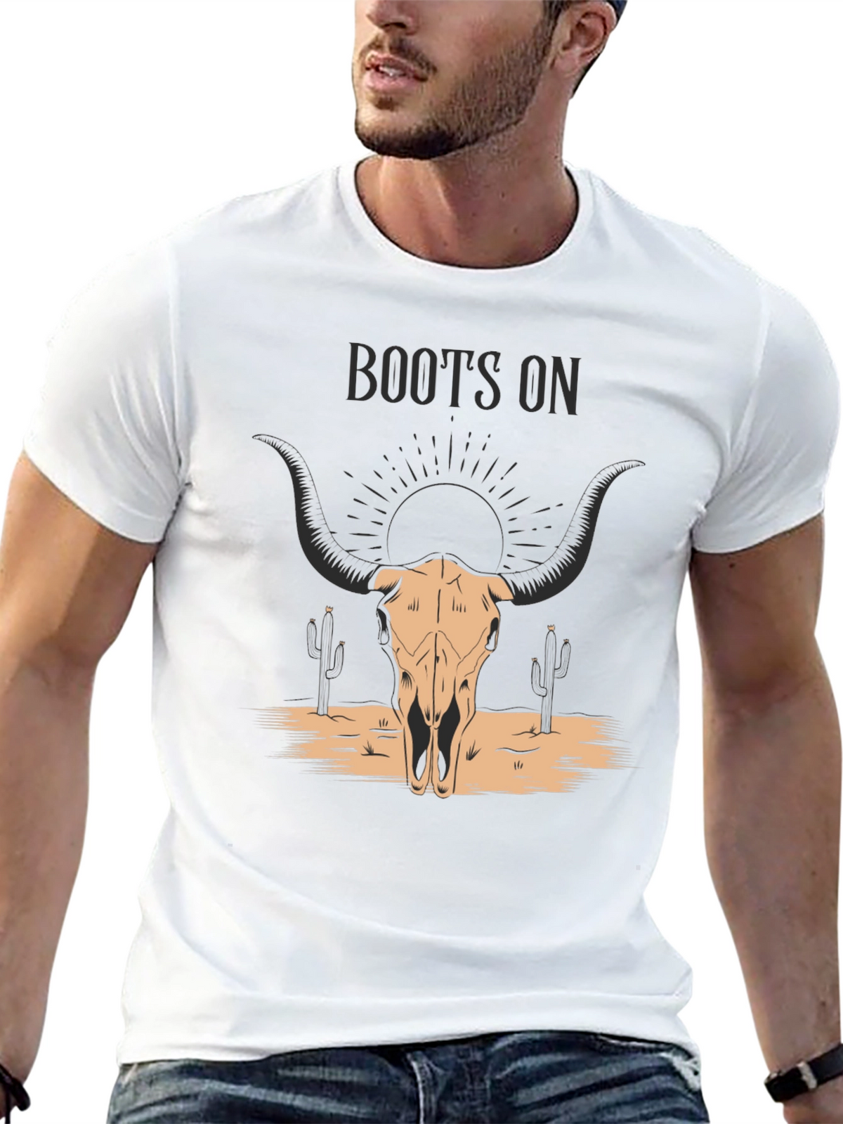 Boots On Bull Skull Graphic Tee