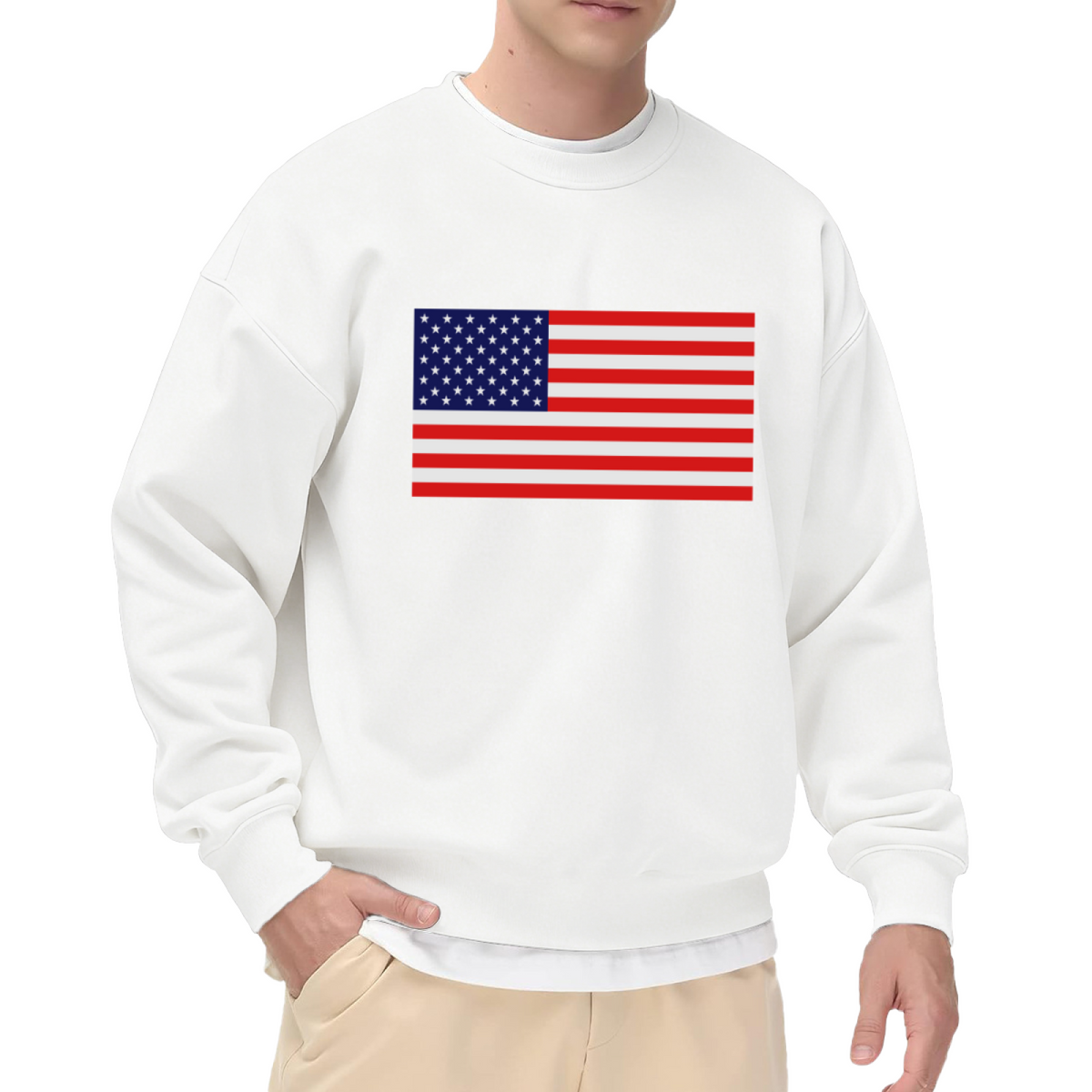 USA American Flag Patriotic Crewneck Sweatshirt
