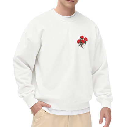 Small Red Rose Vintage Floral Crewneck Sweatshirt