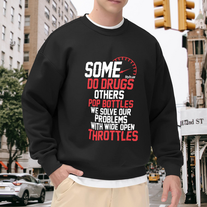 Wide Open Throttle Motorcycle Rider Quote Crewneck Sweatshirt For Gearheads