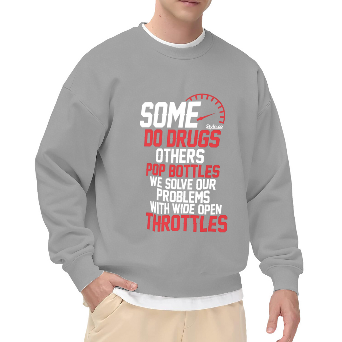 Wide Open Throttle Motorcycle Rider Quote Crewneck Sweatshirt For Gearheads