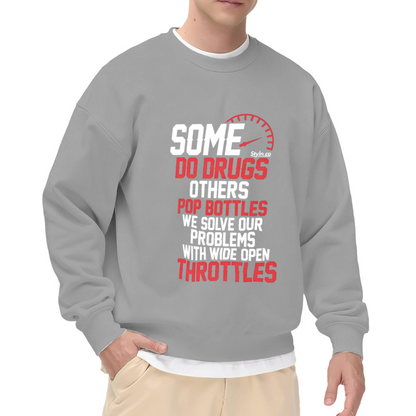 Wide Open Throttle Motorcycle Rider Quote Crewneck Sweatshirt For Gearheads