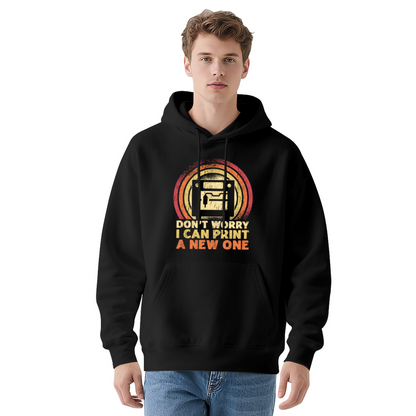 Retro 3D Printer Quote Red Hoodie, Men Vintage Plush Comfort Hooded Top