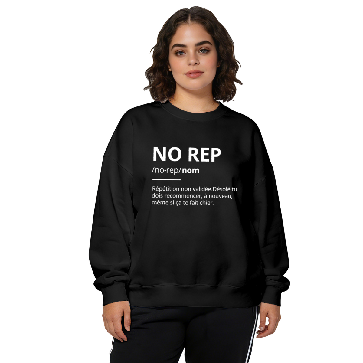 Funny NO REP French Quote Text Crewneck Sweatshirt